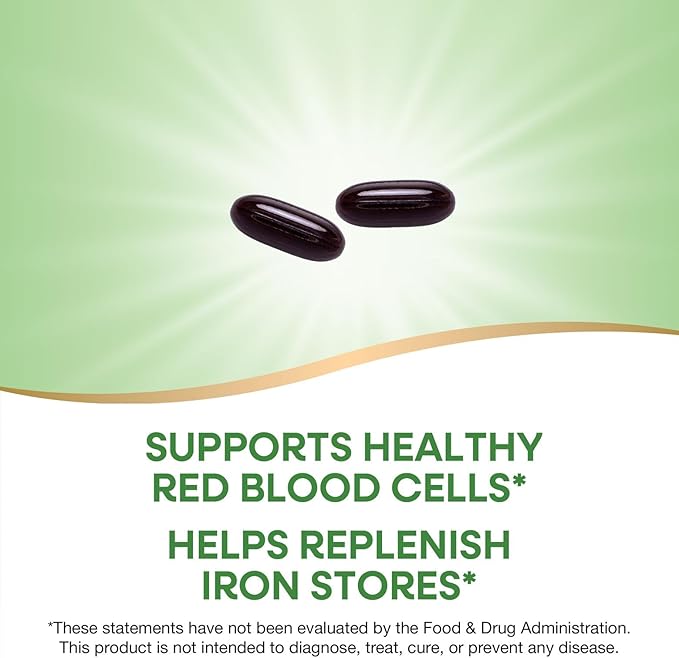 Nature’s Way Ultimate Iron Supports Healthy Red Blood Cells* Supports Cellular Energy Production* 50 mg per 2-Softgel Serving Gluten-Free 90 Softgels (Packaging May Vary)