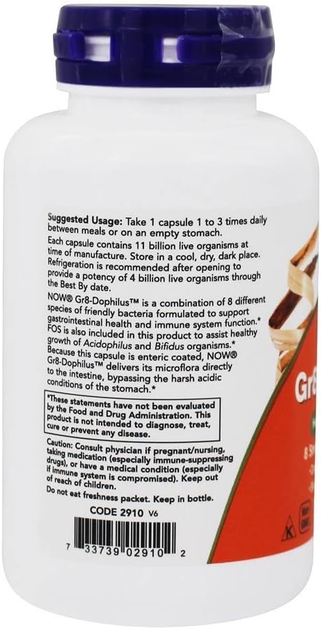 Gr 8 Dophilus - Enteric Coated 120 Vcaps by Now Foods (Pack of 4)