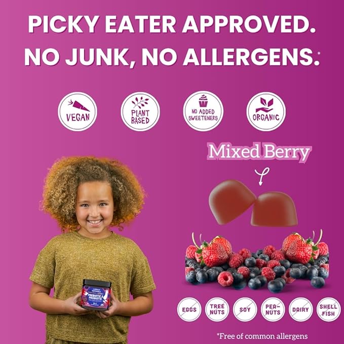 Llama Naturals Kids Multivitamin and Probiotic and Prebiotics Bundle Vegan Organic Gut Health and Immune Support Gummies Real Fruit Gummy Vitamins No Added Sugar Cane 2 Bottles 30 Day Supply