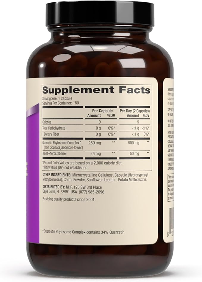 Dr. Mercola Quercetin &amp Pterostilbene Advanced - Supports Respiratory &amp Immune Health - 500 mg Quercetin - High-Bioavailability Formula - Non-GMO Gluten-Free &amp Soy Free - 180 Capsules (90