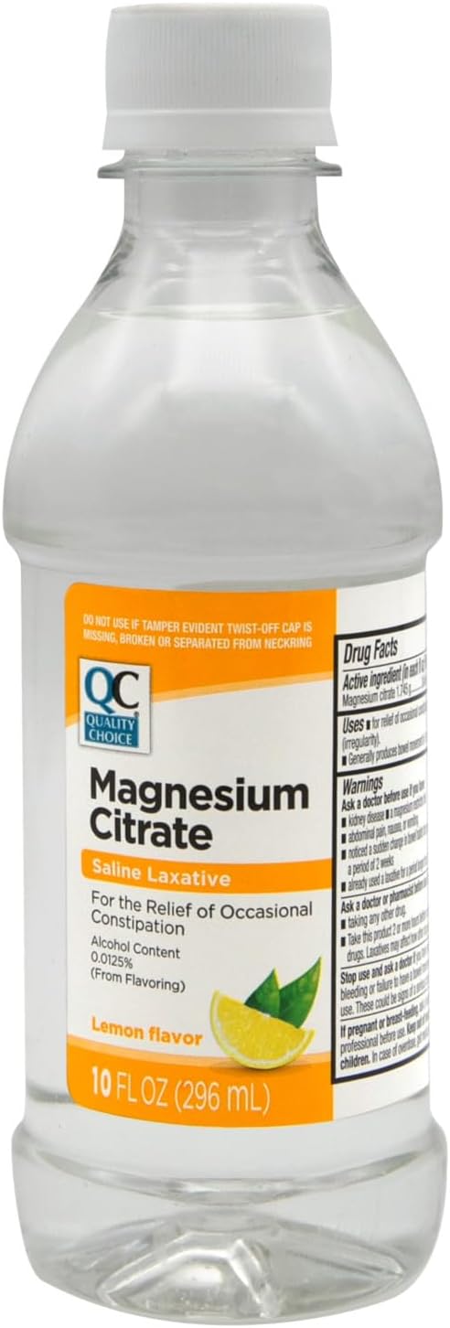 Quality Choice Magnesium Citrate Oral Solution Saline Laxative for The Relief of Occasional Constipation Lemon Flavor 10 Fl Oz (5)