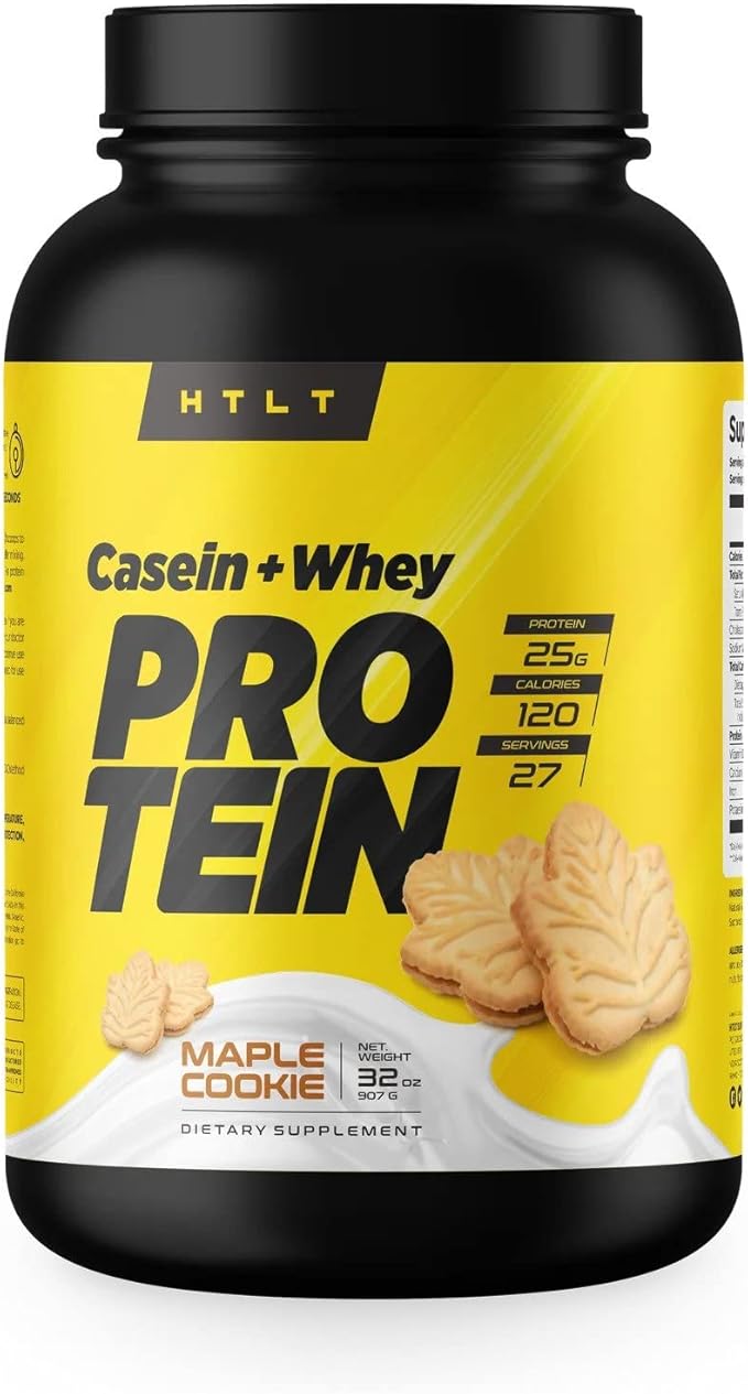 Casein + Whey Protein by HTLT | Whey &amp Casein Protein Shake Powder | Slow-Release Whey &amp Casein Protein for Sustained Energy | Casein Protein Powder for Baked Treats Maple Cookie