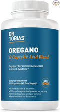 Dr. Tobias Oregano and Caprylic Acid Blend Gut Flora Balance Complex with Probiotics &amp Enzymes for Intestinal and Immune Support Gut Health Supplements for Women &amp Men 120 Capsules 60 Serv