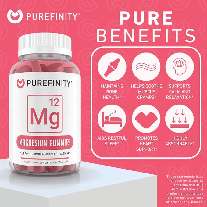 Magnesium Citrate Gummies 600 mg for Adults – High Absorption Supplement for Cramps Muscle Recovery Sleep Bone and Energy Support – Non-GMO Allergen Free – 60 Vegan Gummies (Pack of 2)