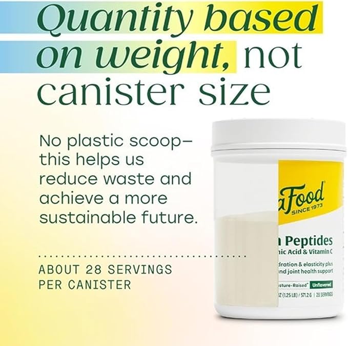 MegaFood Collagen Peptides for Women &amp Men - Unflavored Collagen Powder with Hyaluronic Acid &amp Vitamin C - Supports Skin Hair Nails &amp Joint Health - 20g Grass Fed Bovine Collagen - 20oz 2