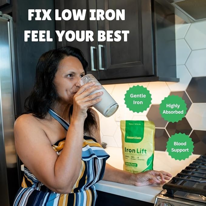 Smart Eats - Iron Powder | Highly Absorbed | Avoids Side Effects | Complete Nutrition: Protein Vitamins Fiber | Tasty Drinks &amp Shakes | Boost Hemoglobin Ferritin | Vanilla Flavor | 15 Scoops