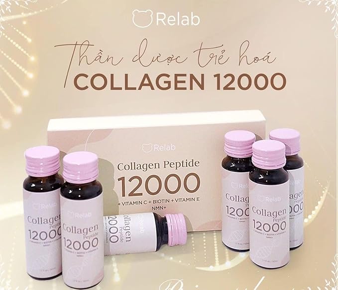 Collagen Peptide 12000 Supplement 1.7 fl oz with Vitamin C Biotin Vitamin E (6 Bottles)