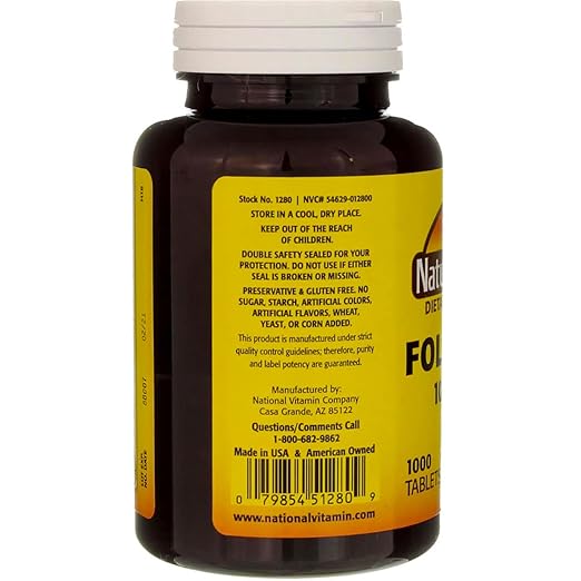 Nature's Blend Folic Acid 1000 mcg - 1000 Tablets Pack of 3