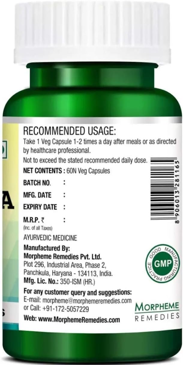 Morpheme Ashwagandha (Withania somnifera) 500mg Extract 60 Veg Caps - 3 Combo Pack