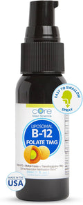 Core Med Science Liposomal B12 Folate TMG Liquid Spray Supplement for Women &amp Men - Supports Mood Cognitive &amp Heart Health - Vitamin B9 &amp Betaine for Homocysteine Levels &amp Methylatio