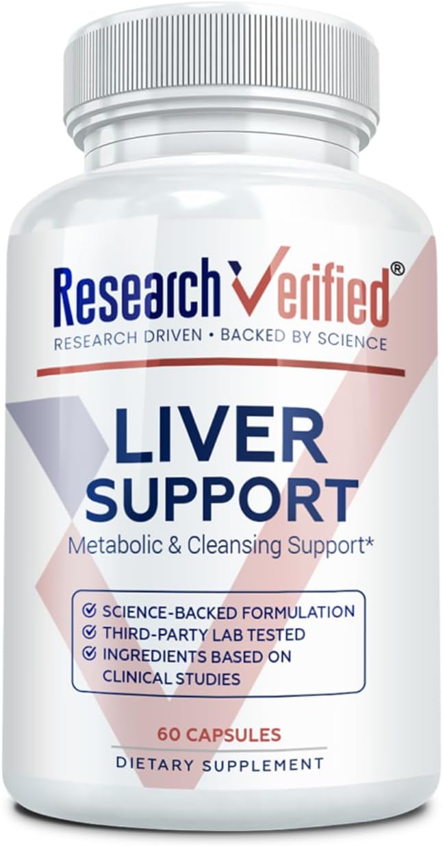 Research Verified Liver Support - Liposomal Milk Thistle Artichoke Extract Glutathione BioPerine - Vegan - 60 Capsules - Pack of 1