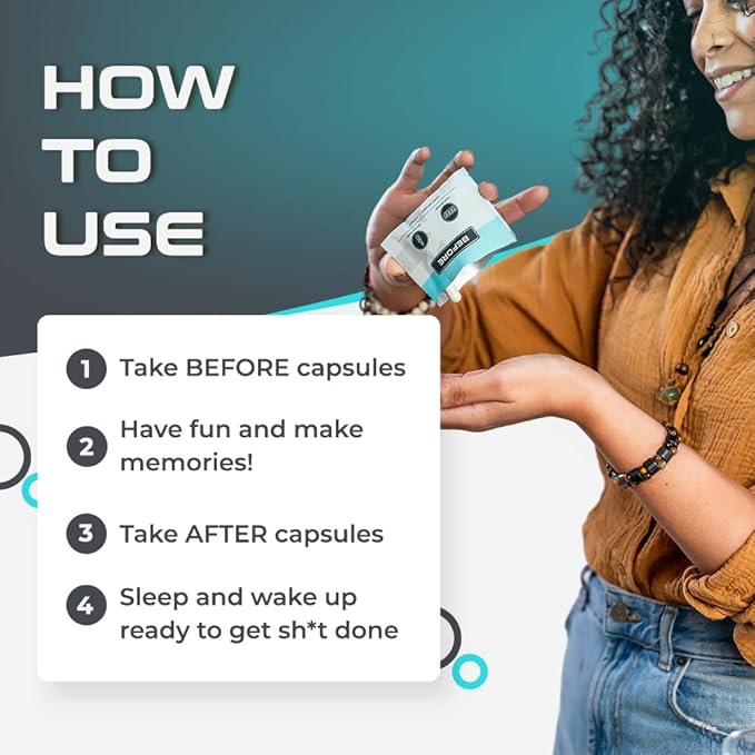 Before &amp After Drinking Pills - Dhm Milk Thistle Supplements Extract - After Drinking Capsules with Liver Support - Restore Pill with Ginger Electrolytes for Better Morning (6 Packet)
