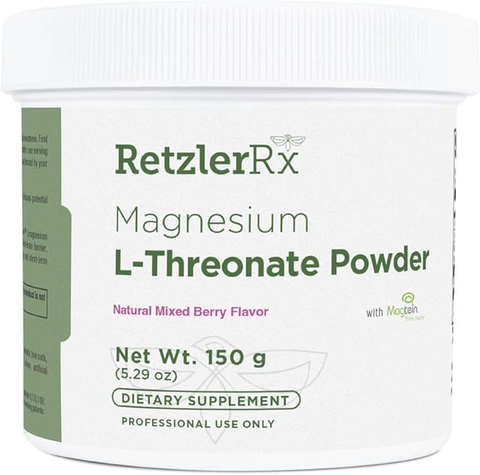 HormoneSynergy Magnesium L-Threonate Powder with Magtein - Brain-Supporting Magnesium Threonate Complex - Mixed Berry Gluten-Free Supplement for Cognitive Health - 60 Servings