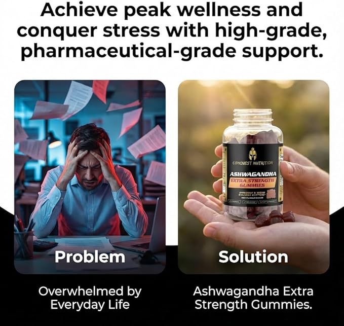 Ashwagandha Extra Strength Vegan Gummies – Stress Relief &amp Calm Support Adaptogen Supplement for Relaxation Mood &amp Energy Balance Non-GMO Natural Flavor 60 Gummies