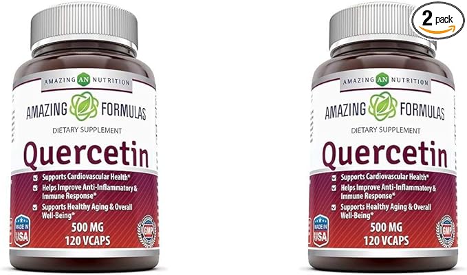 Amazing Formulas Quercetin 500 Mg 120 VCaps - Dietary Supplement Vegan Capsules Non-GMO Gluten Free - Optimal With A Balanced Diet and Regular Exercise