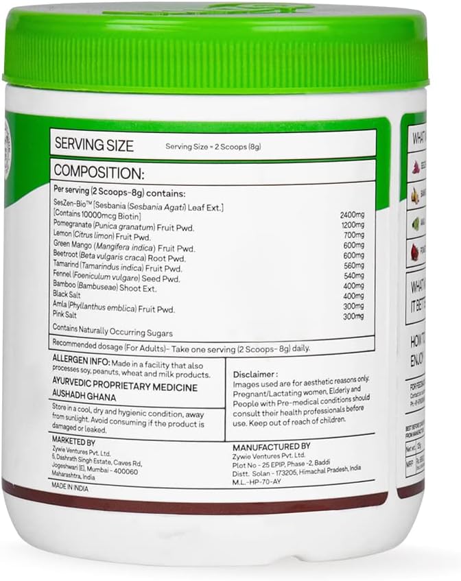 OZiva Plant Based Biotin Powder 10000Mcg+ With Amla For Men &amp Women Better Hair Growth Hairfall Control &amp Healthier Skin Certified Clean &amp Vegan 125 Gm
