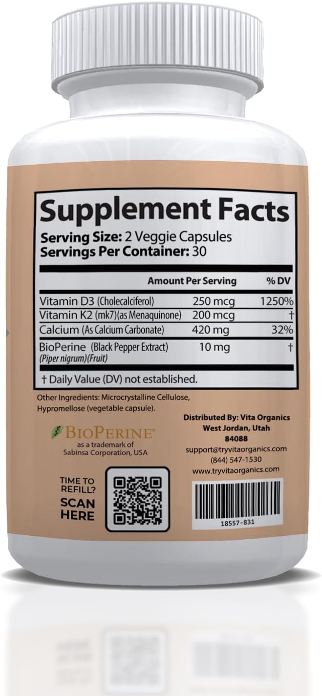 Vitamin K2+D3 10000 IU with BioPerine for Immunity Heart Bone and Blood Support