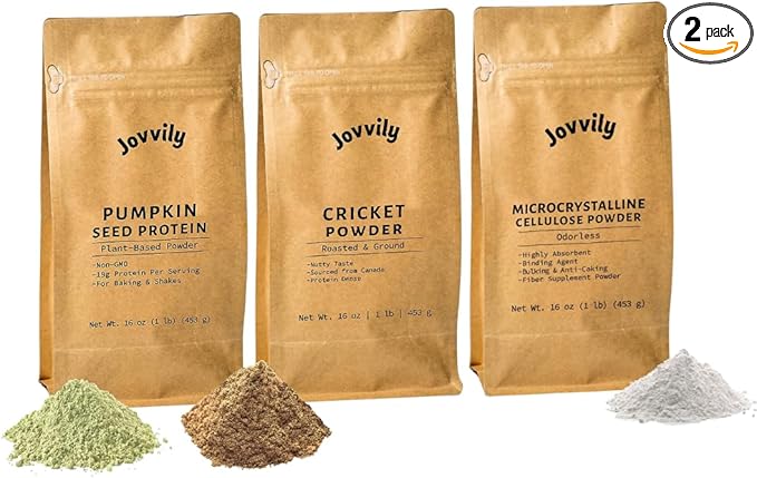Microcrystalline Cellulose Cricket Protein &amp Pumpkin Seed Powder Bundle - 1lb - Superfoods - No Fillers
