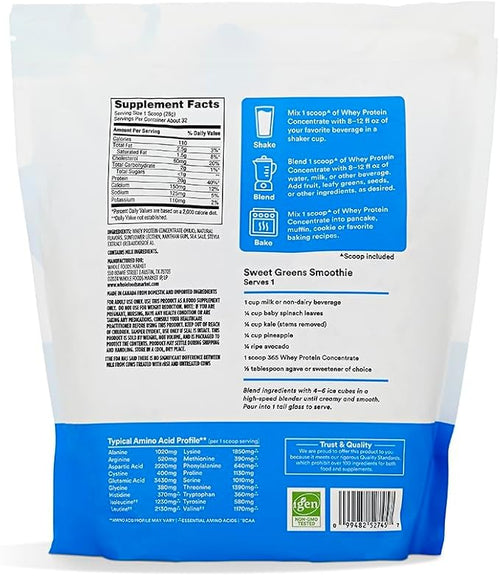 365 by Whole Foods Market Vanilla Whey Concentrate Protein Powder 32 OZ