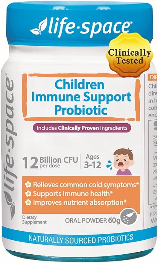 Life-Space Children Immune Support Probiotic 2 Month Serving Clinically Proven to Relieve Common Cold Symptoms 12 Billion CFU 6 in 1 Kids Probiotic for Digestive &amp Immune Health 60 Grams