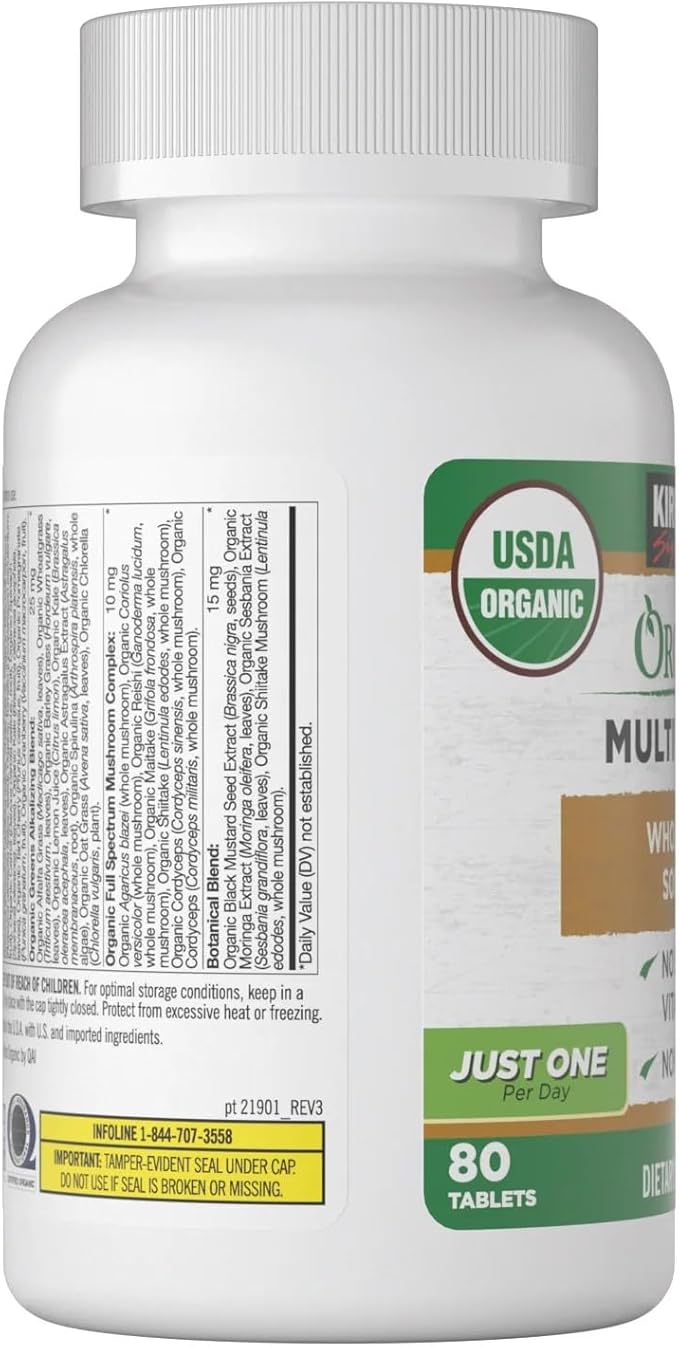 Signature Multivitamin USDA Organic Gluten Free No Artificial Colors Flavors or Preservatives 80 Coated Tablets
