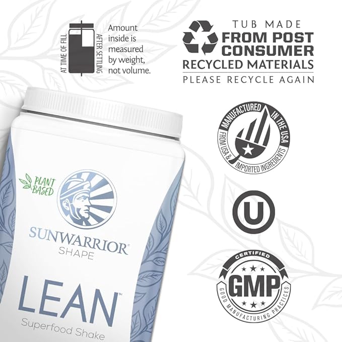 Sunwarrior Vegan Protein Superfood Shake Meal Replacement Organic Protein Supplement | Gluten Free Non-GMO Dairy Free Sugar Free Low Carb Plant Based Protein | Vanilla 20 Servings | Shape Lean