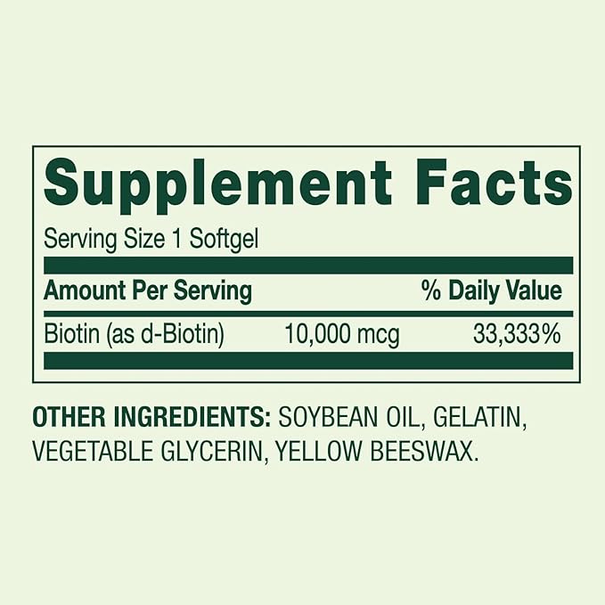 Biotin Hair/Skin/Nails Health Dietary Supplement Softgels Spriing Vallley 10000 mcg - 120 Count (Pack of 1)