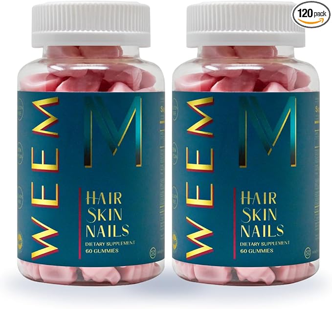 WEEM Hair Skin and Nails Gummies - Supports Healthy Hair - Vegan biotin Vitamins for Women &amp Men Supports Faster Hair Growth Stronger Nails Healthy Skin Extra Strength (2)