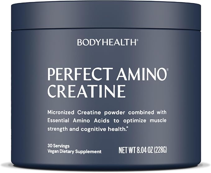BodyHealth Creatine Monohydrate Powder – Vegan Pre Workout Supplement with PerfectAmino BCAAs &amp EAAs – Keto-Friendly Muscle Recovery &amp Energy Support – 5g Creatine per Serving.