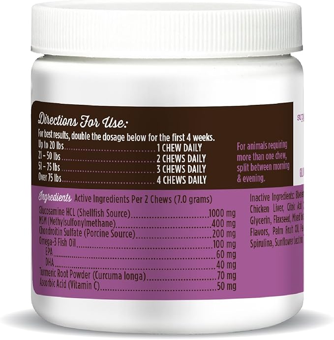 Dr. Joseph's VetPro Complete Dog Hip &amp Joint Supplement for Arthritis Pain Relief – High-Strength Glucosamine &amp Chondroitin Chews for Senior Dogs – Vet Formulated Daily Treats Chicken Flavor
