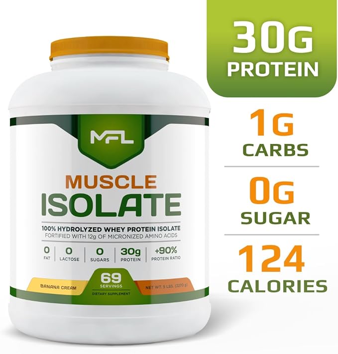 MFL 100% Pure Isolate Protein 5 lbs l 30g of Protein l 12g Amino Acids l Keto Friendly l Low Carbs | 69 Servings