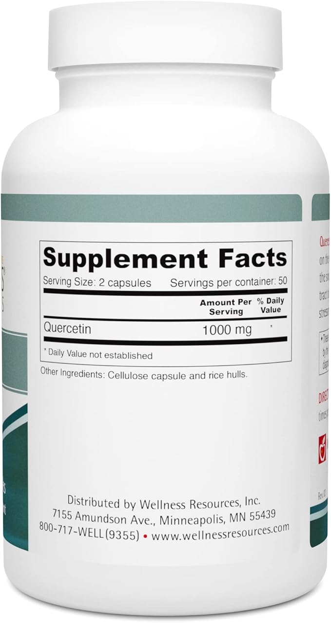 Wellness Resources Quercetin - Immune Sinus and Allergy Support 1000mg per Serving - (100 caps/50 Servings) Vegan Non-GMO