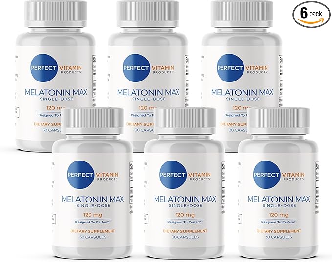 120mg Extra Strength Melatonin MAX - Single Capsule Dose - High Dosage Melatonin Ensures Ampifly Supply Of This Important Hormone - 100% Drug-Free Vegan Non-GMO Gluten-Free (180 Capsules)
