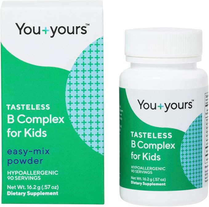 Tasteless B Complex Powder for Kids- B1 B3 B5 B6 Methylfolate and Methyl B12. No Sweeteners Flavors Colors or Preservatives. Add to Beverages or Food.