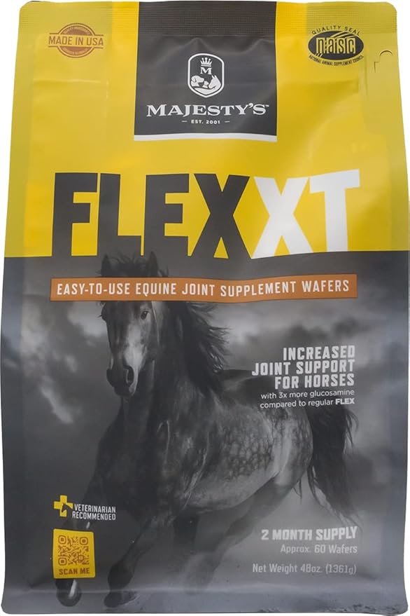 Majesty's Flex XT Wafers - Superior Horse / Equine Joint Support With Increased Supplement Levels - Glucosamine MSM Yucca Vitamin C - 60 Count (2 Month Supply)