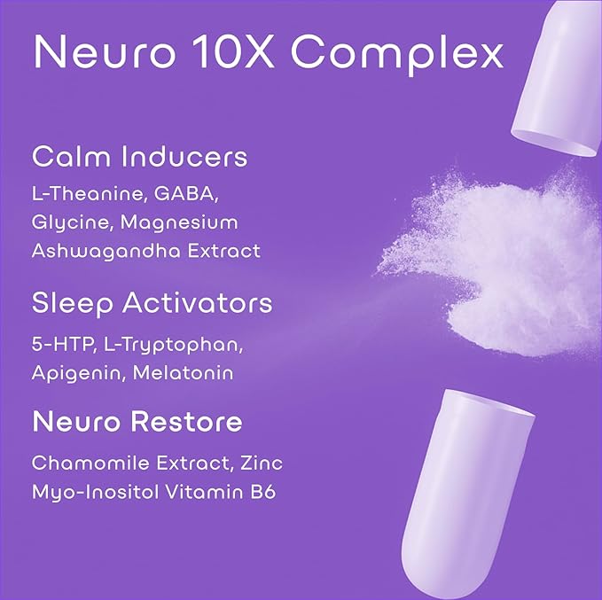 Green Lab® Neuro Sleep+ 10x Neuro-Body Sleep Aid Formula with GABA L-Theanine Ashwagandha Melatonin and Magnesium | Sleep Supplement for Relaxation and Night Recovery - 120 Capsules