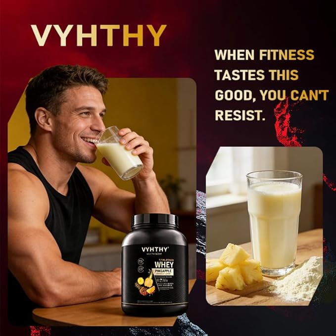 Pineapple Flavored Whey Protein Powder24g Protein per Serving Fast-Absorbing Concentrated whey Protein Low Sugar Gluten-Free Natural Flavor 2 lbs/32 oz.