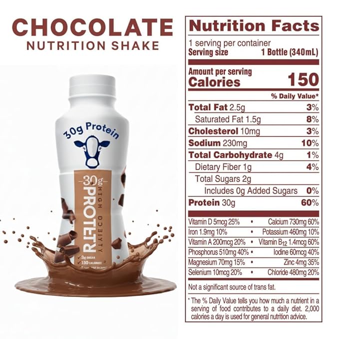 Nutrition-Plan Protein Shakes - 30g Protein Shake Milk Chocolate -11.5 Fl oz (8 Pack) plus vsl sticker