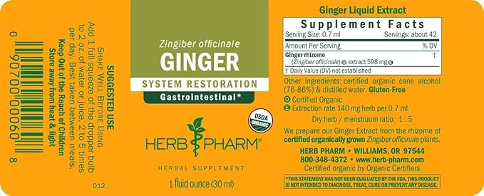 Herb Pharm Ginger Liquid for Digestion 1 Oz and Turmeric Liquid for Musculoskeletal Support 1 Oz Herbal Gift Set