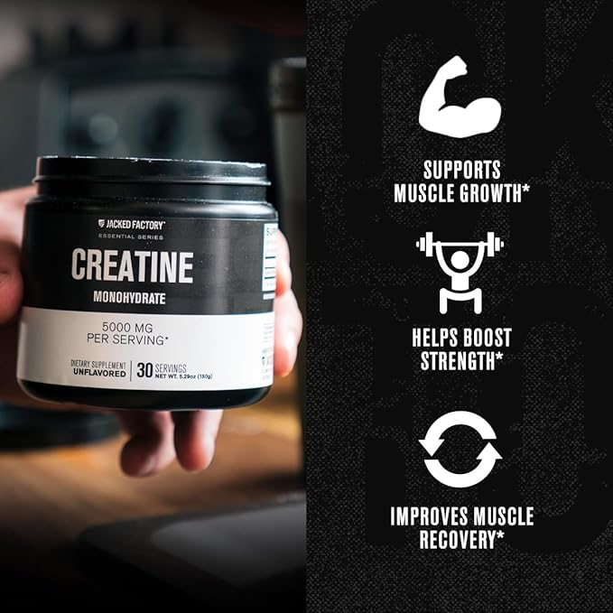 Jacked Factory Authentic ISO Grass Fed Whey Protein Isolate Powder - Low Carb Non-GMO Muscle Building Protein (30 Servings Vanilla) Creatine Monohydrate Powder (30 Servings Unflavored)