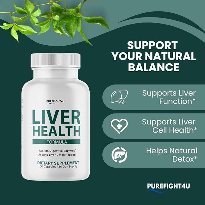 Liver Health Herbal Liver Support Supplement Liver Cleanse Detox &amp Repair Formula with Milk Thistle Silymarin Dandelion Root and Artichoke Extract for Liver Health 60 Capsules (1Pack)