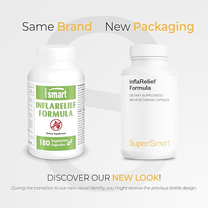 Supersmart - InflaRelief Formula (Perluxan) - Powerful Blend Curcumin C3 5 Loxin Bioperine - Enhanced Formulation | Non-GMO &amp Gluten Free - 180 Vegetarian Capsules
