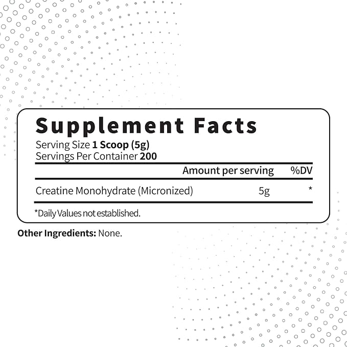 Type Zero Creatine Monohydrate (Unflavored) 1 KG 5000mg (5g) Per Serving Micronized Zero Sugar Keto Friendly &amp Gluten Free 200 Servings