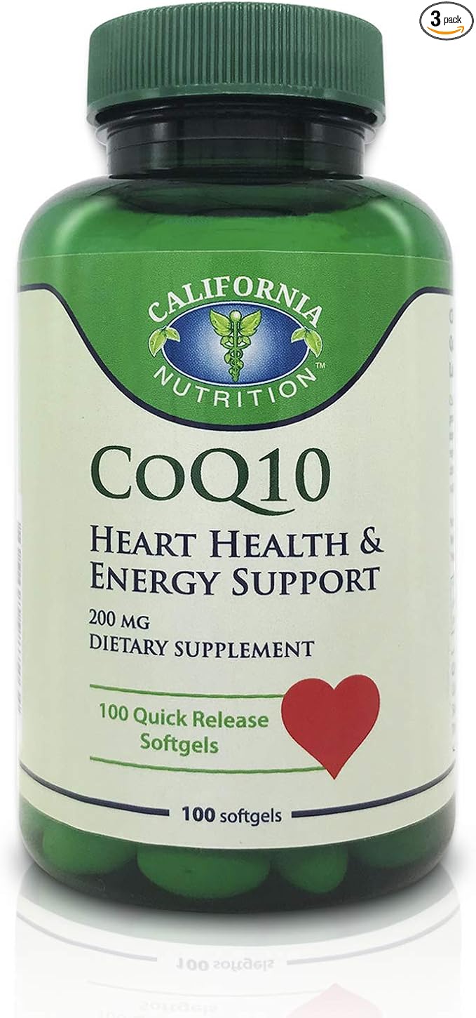 3 Packs CoQ10 200mg Soft Gels Coenzyme Q10 High Absorption Dietary Supplement 100 Counts Softgels Co-Q10 Quick Release Co Q-10 Antioxidant for Heart Health Energy Production