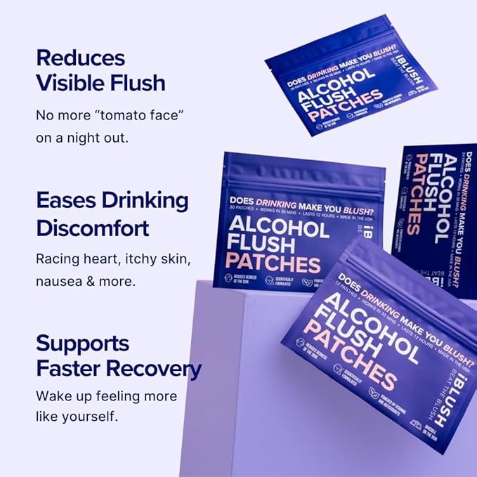 Asian Flush Patches - 24 Discreet All Natural Patches Powered By Vitamins &amp Minerals - Fast Effective &amp Backed By Science