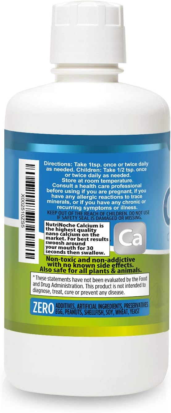 NutriNoche Liquid Calcium Supplement - 99.99% Ultra Pure Crystalline Nano Calcium for Women Men &amp Children - Calcium Citrate Alternative - Absorbed at a Cellular Level Sublingually - 30 ppm