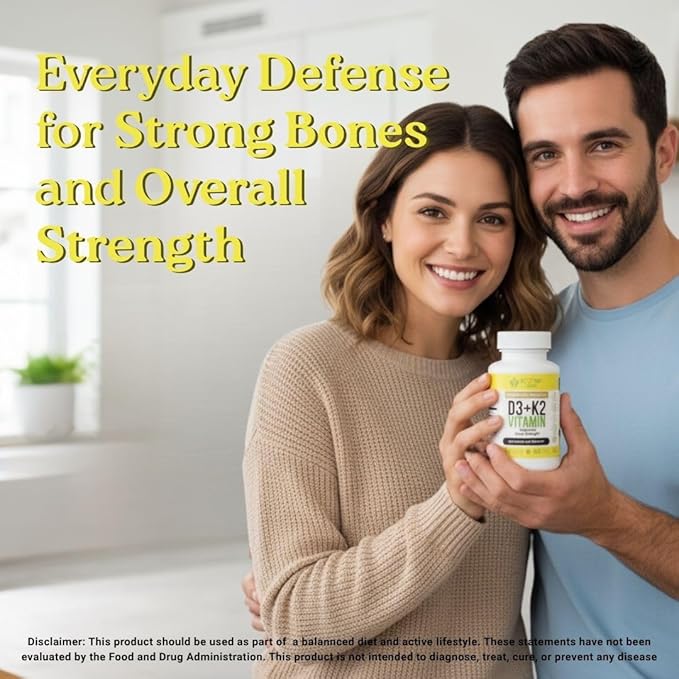Vitamin D3 &amp K2 – Vegan Non-GMO Bone &amp Teeth Support Supplement – Immune &amp Muscle Function – Heart Health D3 K2 Vitamins for Men &amp Women Gluten &amp Sugar Free–60 Days Supply