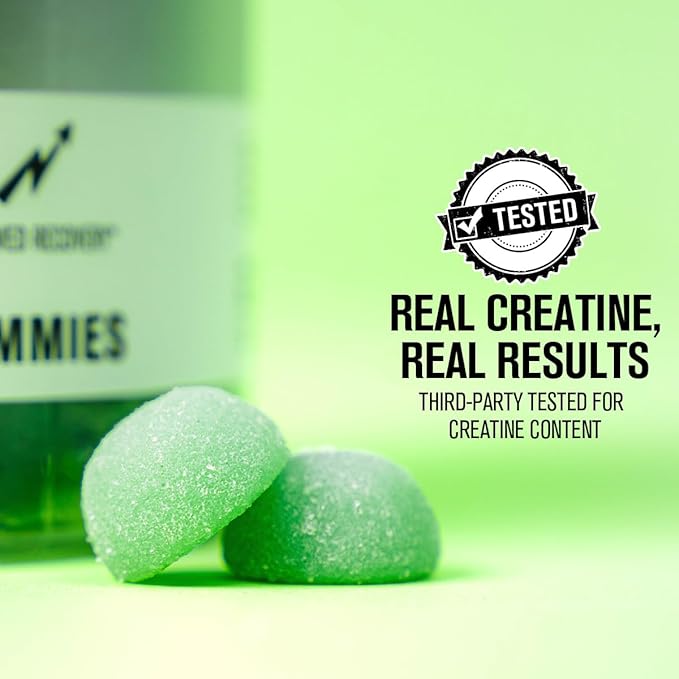 Jacked Factory Sugar Free Creatine Gummies - 5g Daily Dose (1.25g per Gummy) - Creatine Gummy Sugar Free for Men and Women Vegan-Friendly Third-Party Tested - 120 Gummies Green Apple
