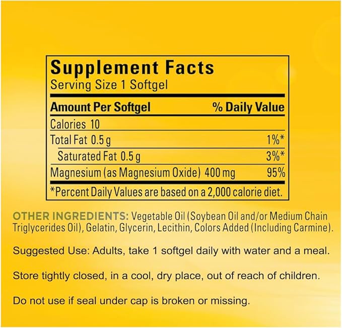 Extra Strength Magnesium 400mg Softgels | Muscle Bone &amp Nerve Support | 180 Softgels – 6 Month Supply | High Potency Daily Magnesium Supplement | Gluten Free Formula
