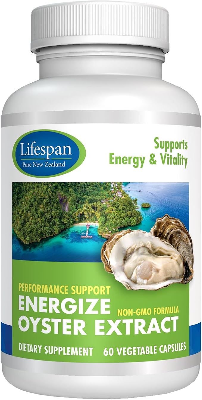 Energize Oyster Extract Supplement for Men &amp Women - Zinc Taurine Amino Acids - Supports Energy and Wellsness Manufactured in USA 500 mg 60 Vegetable Capsules.